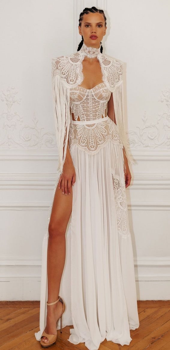 Lior Charchy Paris 2023 Wedding Dresses : Bohemian Wedding Dress with Cape