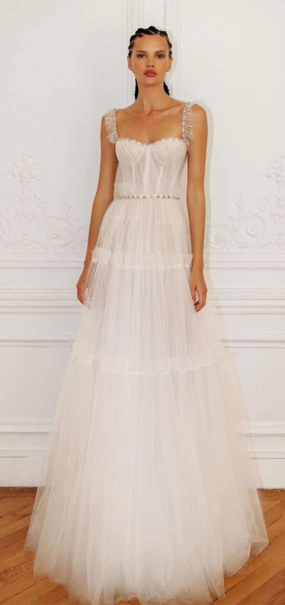 Lior Charchy Paris 2023 Wedding Dresses : Layered Skirt A Line Wedding Dress
