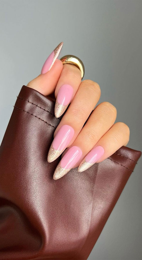 35 Nail Trends 2023 To Have on Your List : Glitter Gold Sparkle Tips