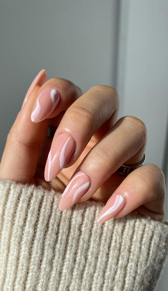 35 Nail Trends 2023 To Have on Your List : White Swirl Clean Nails