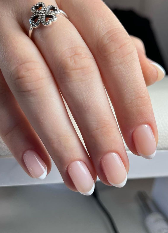 25 Beautiful Neutral Nails To Welcome 2023 : Classic French Tips