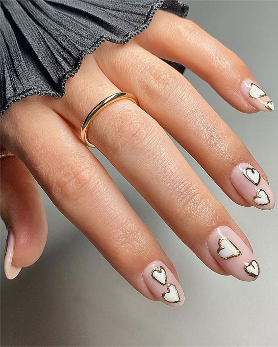 35 Best Valentine’s Day Nail Designs in 2023 : Foil Hearts