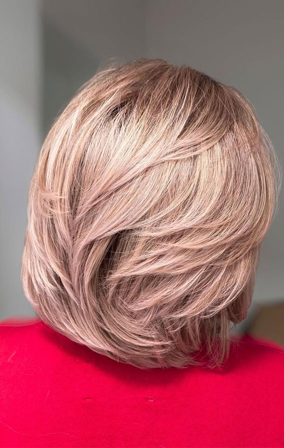 52 Best Bob Haircut Trends To Try in 2023 : Blonde Light Beige-Pink