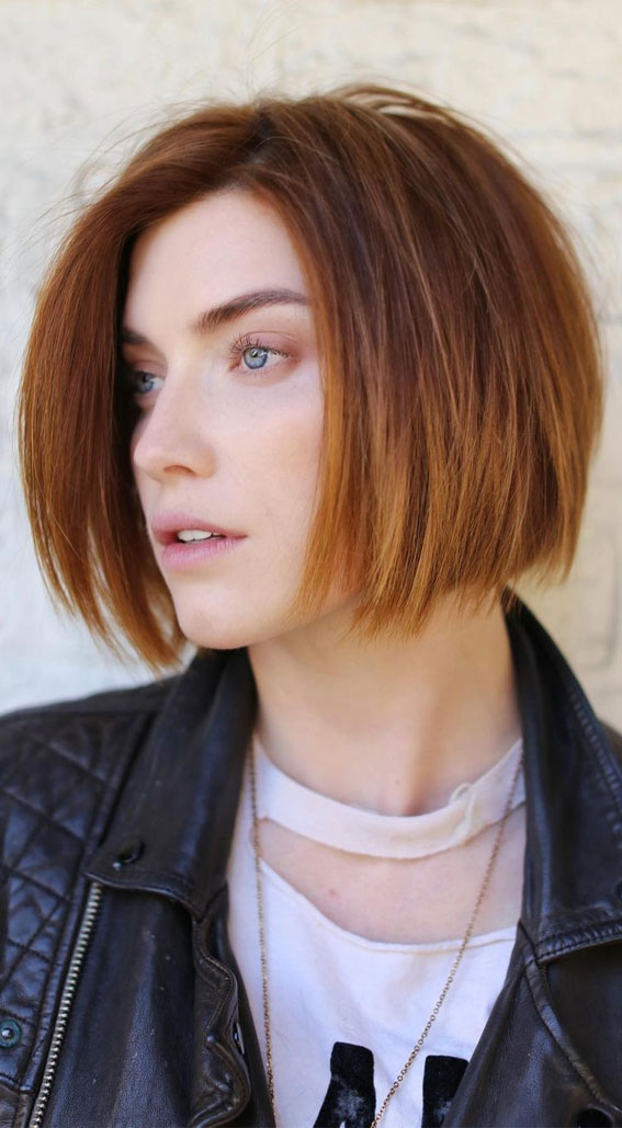 52 Best Bob Haircut Trends To Try in 2023 : Fiery Straight Bob