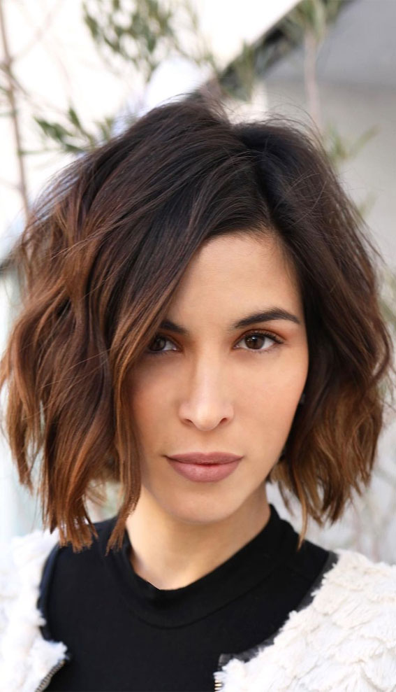 52 Best Bob Haircut Trends To Try in 2023 : Ombre Caramel Textured Bob