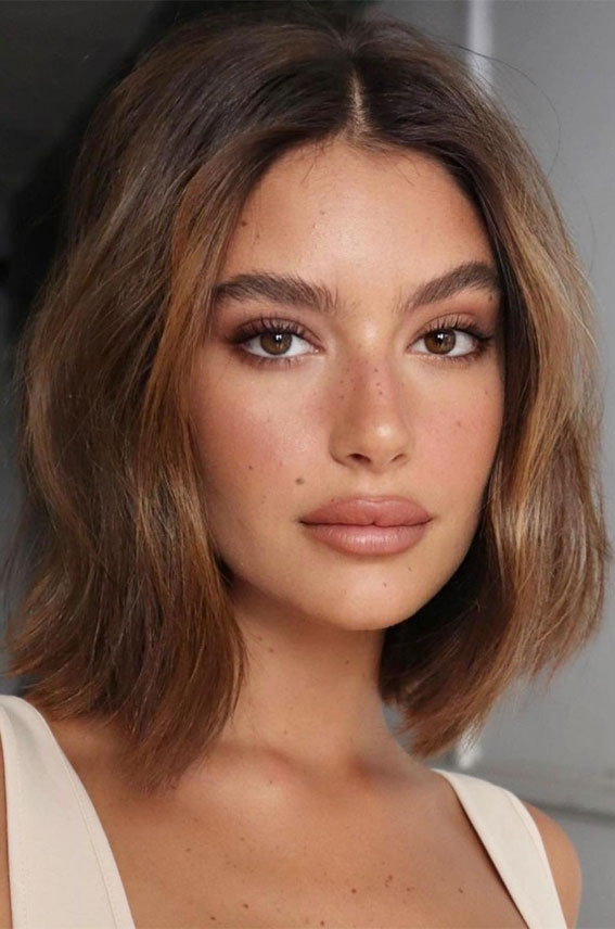 52 Best Bob Haircut Trends To Try in 2023 : Brunette Bob + Money Piece