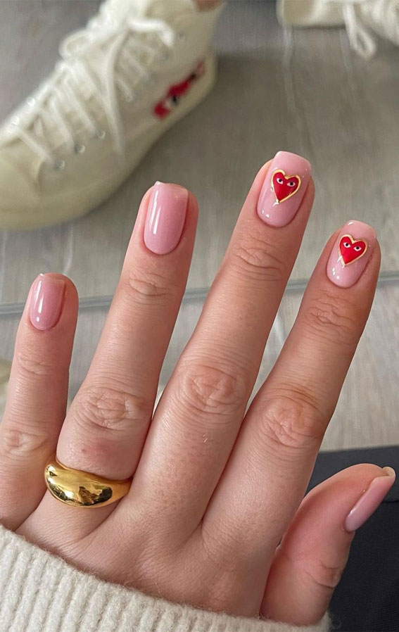 30 Lovely Valentines Nails in 2023 : Comme De Gracon Simple Nails