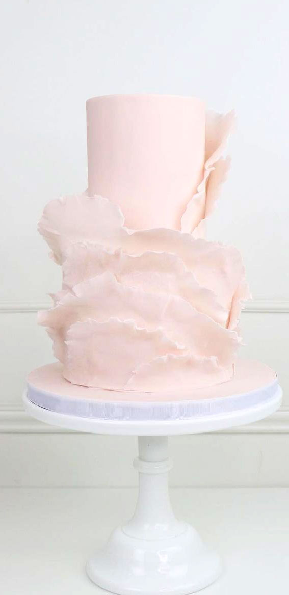 40 Beautiful Wedding Cake Trends 2023 : Pink Ruffles