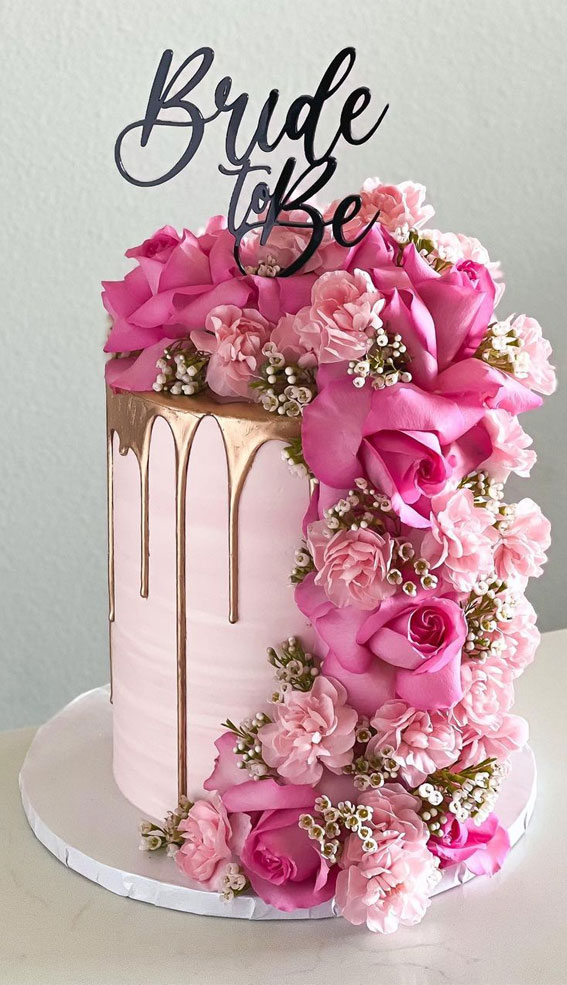 55+ Cute Cake Ideas For Your Next Party : Bride To Be Pink Cake