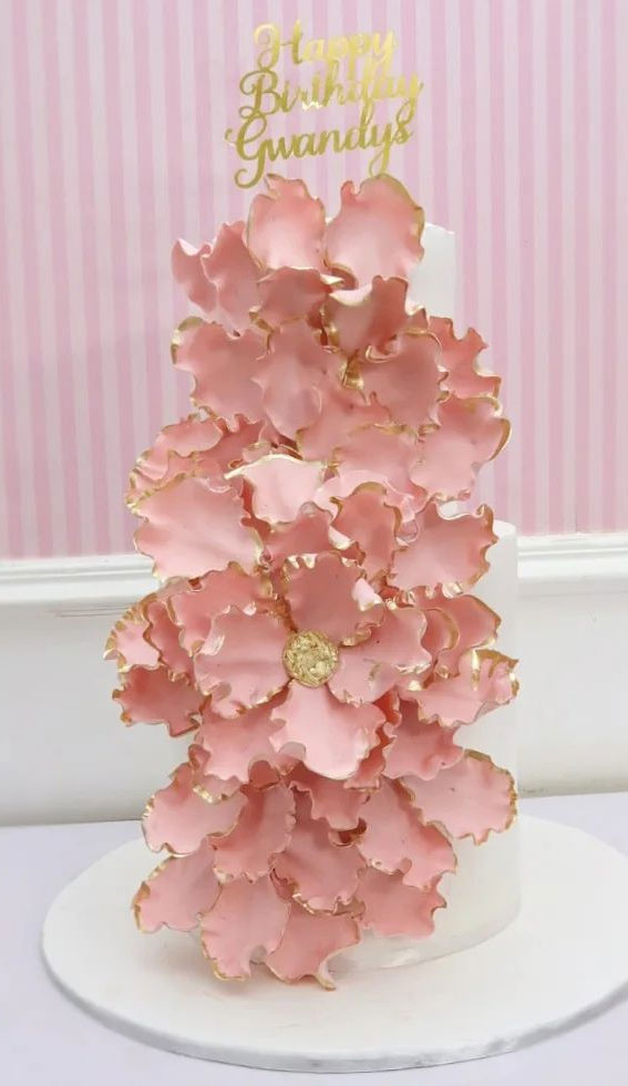 55+ Cute Cake Ideas For Your Next Party : Blush Pink Sugar Floral Cake