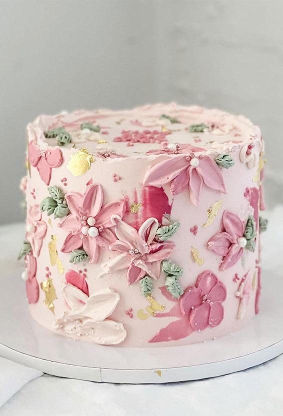 55+ Cute Cake Ideas For Your Next Party : Pink Palette Petals