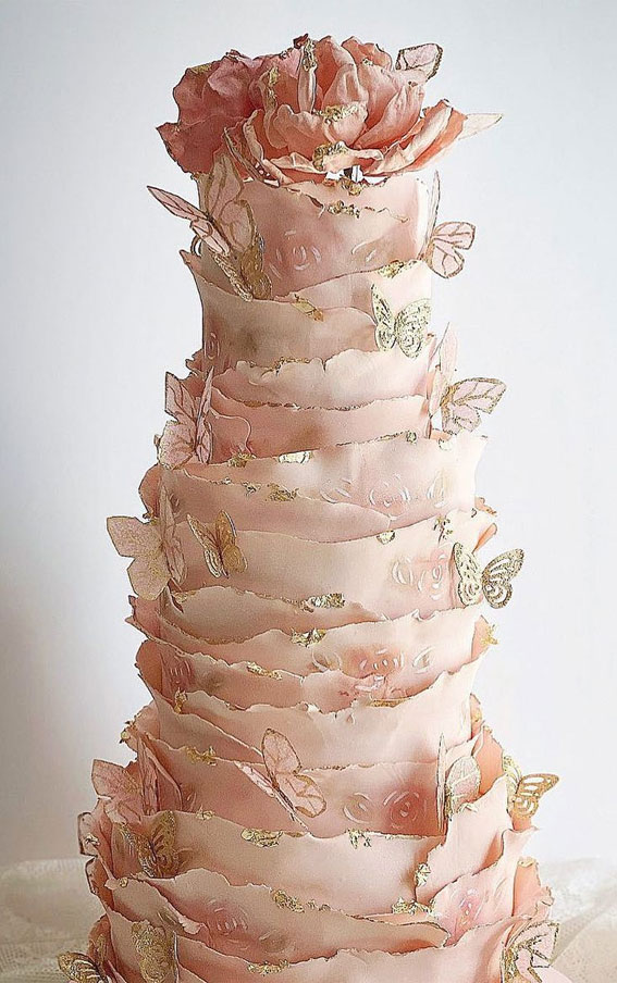 55+ Cute Cake Ideas For Your Next Party : Wafer Paper Ruffled Cake