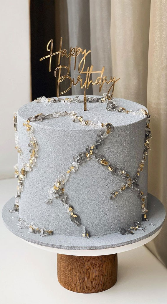 55+ Cute Cake Ideas For Your Next Party : Elegant Concrete Blue Grey Cake