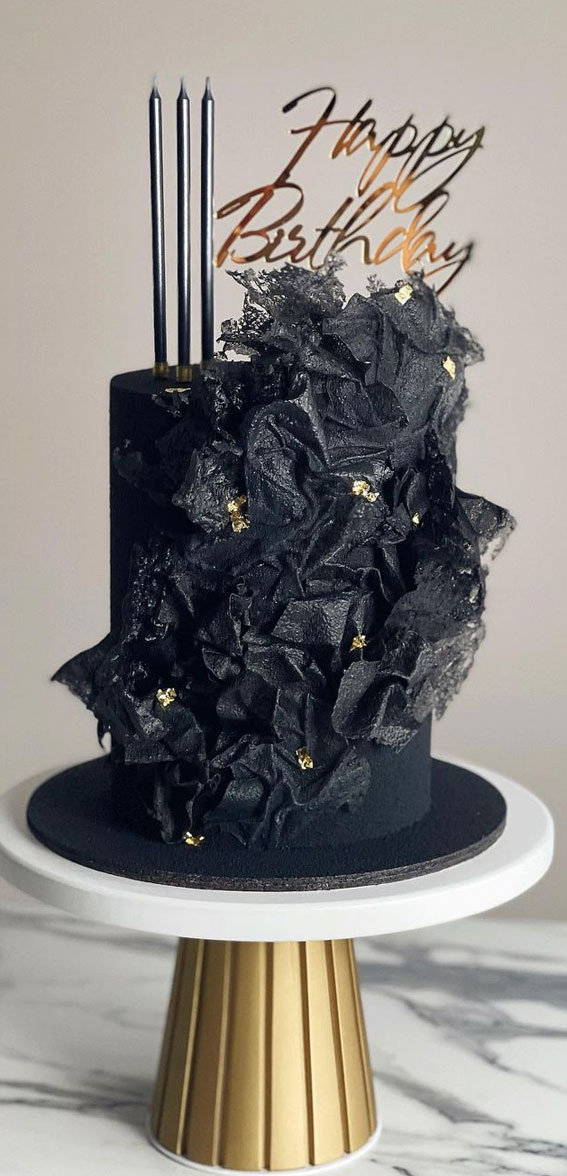 55+ Cute Cake Ideas For Your Next Party : Textured Black Modern Cake
