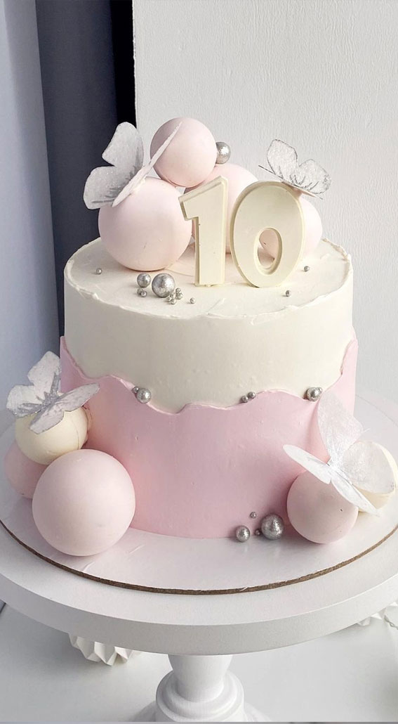 55+ Cute Cake Ideas For Your Next Party : Two-Toned Cake for 10th Birthday