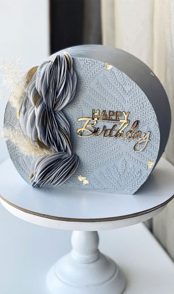 55+ Cute Cake Ideas For Your Next Party : Grey Concrete Round Cake
