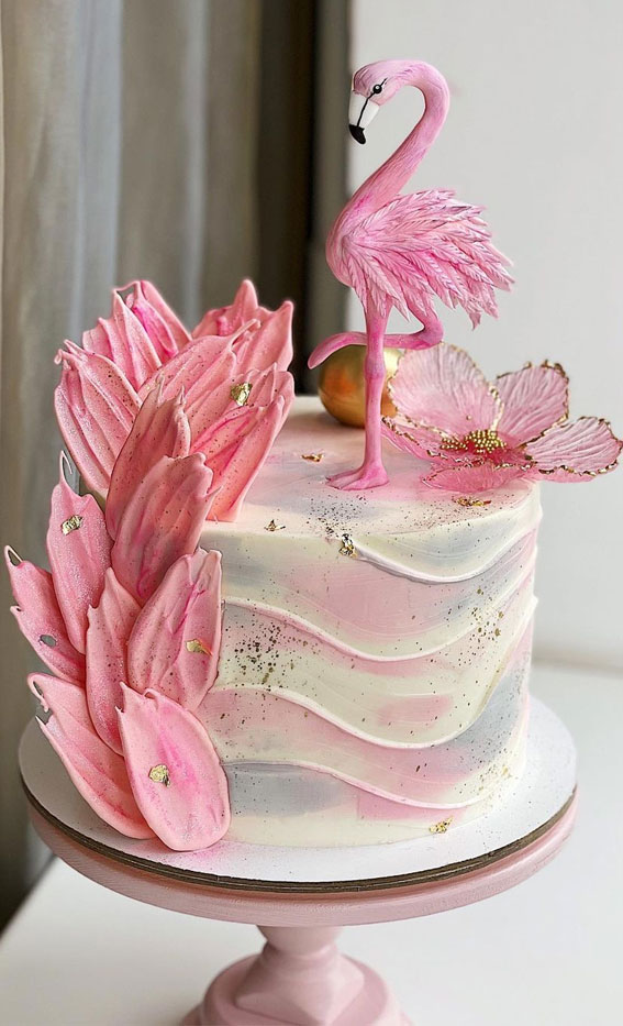 55+ Cute Cake Ideas For Your Next Party : Girly Flamingo Cake