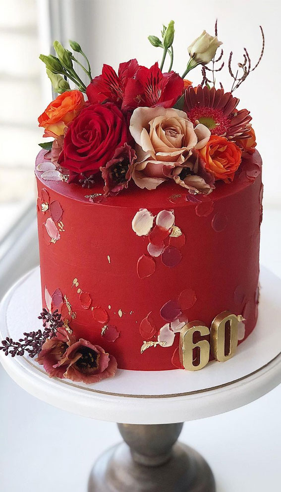 55+ Cute Cake Ideas For Your Next Party : Red Birthday Cake for 60th Birthday
