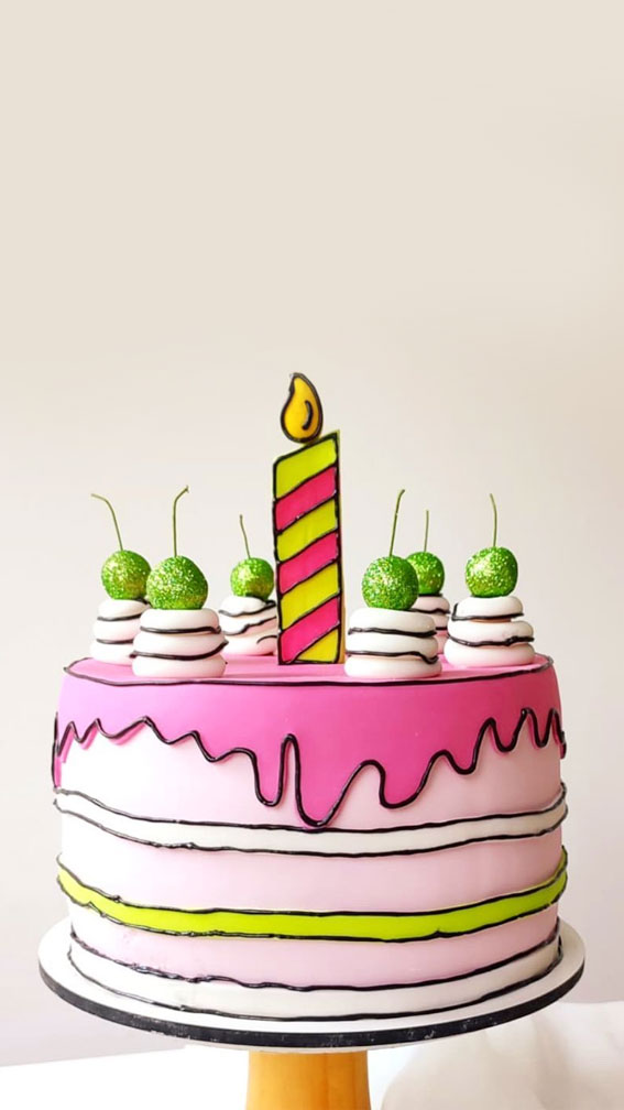 50+ Cute Comic Cake Ideas For Any Occasion : Glitter Green Cherries