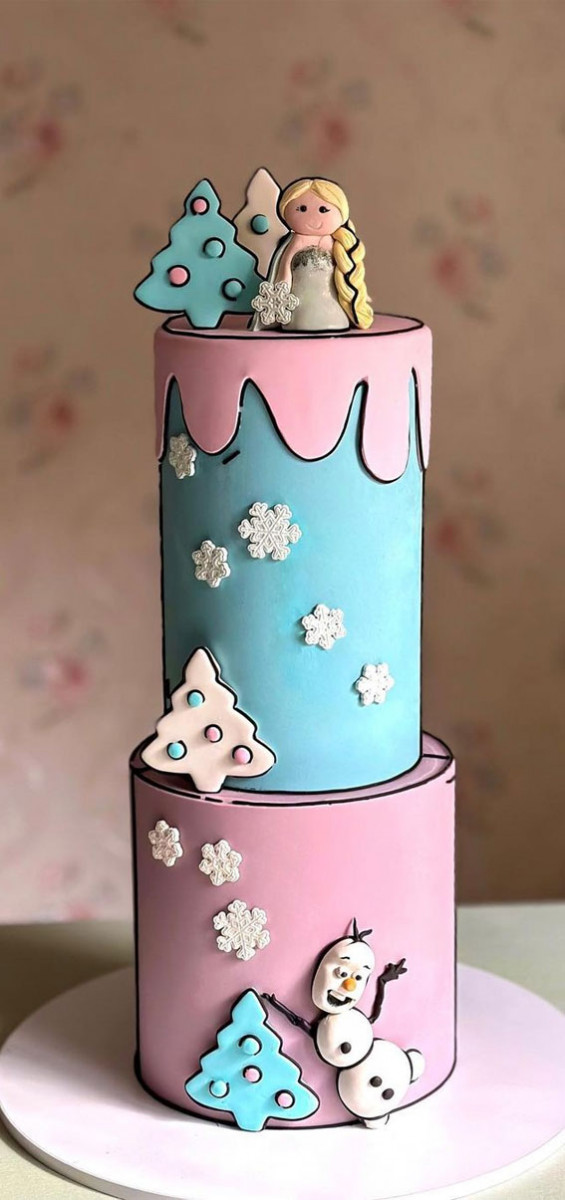 50+ Cute Comic Cake Ideas For Any Occasion : Frozen Theme Comic Cake