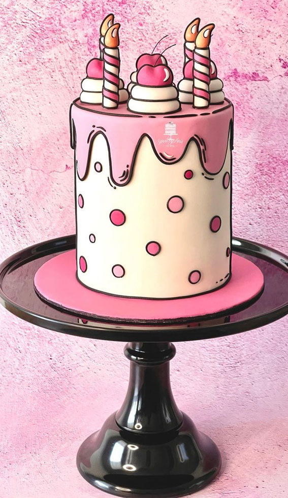 50+ Cute Comic Cake Ideas For Any Occasion : Pink Dot Comic Cake