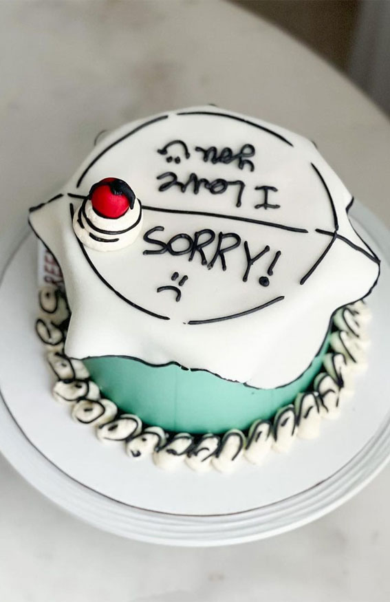 50+ Cute Comic Cake Ideas For Any Occasion : I Love You / Sorry
