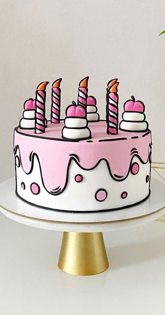 50+ Cute Comic Cake Ideas For Any Occasion : Pale Pink Icing Drips
