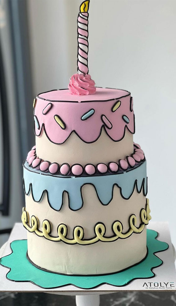 50+ Cute Comic Cake Ideas For Any Occasion : Pastel Blue & Pink