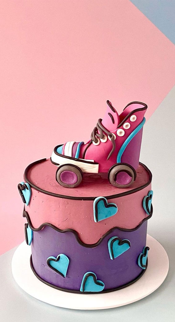 50+ Cute Comic Cake Ideas For Any Occasion : Love Heart + Skate Boot