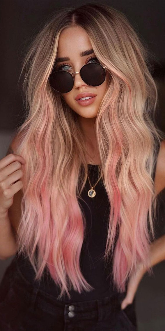50+ Ways To Wear Spring’s Best Hair Colours : Peach + Pink Beauty