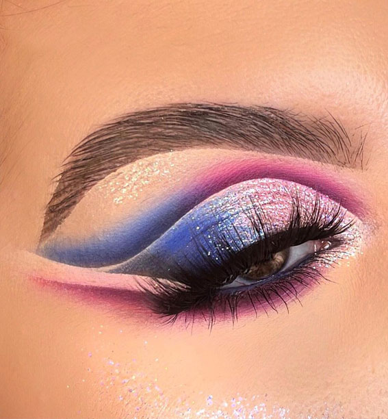 40+ Trendy Eyeshadow Looks : Blue & Pink