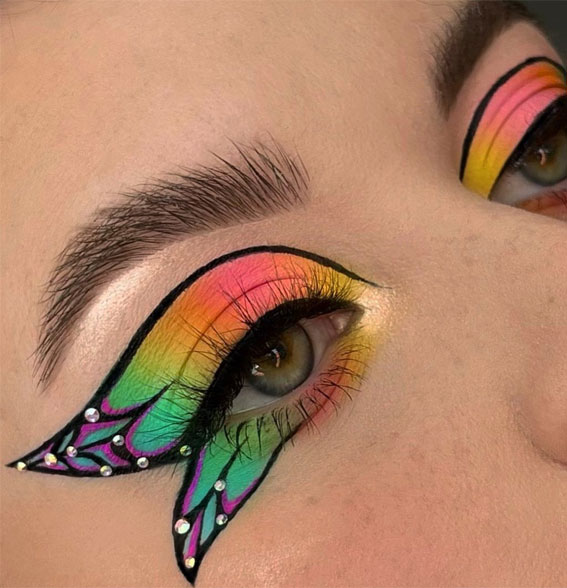 40+ Trendy Eyeshadow Looks : Colourful Butterfly Wings