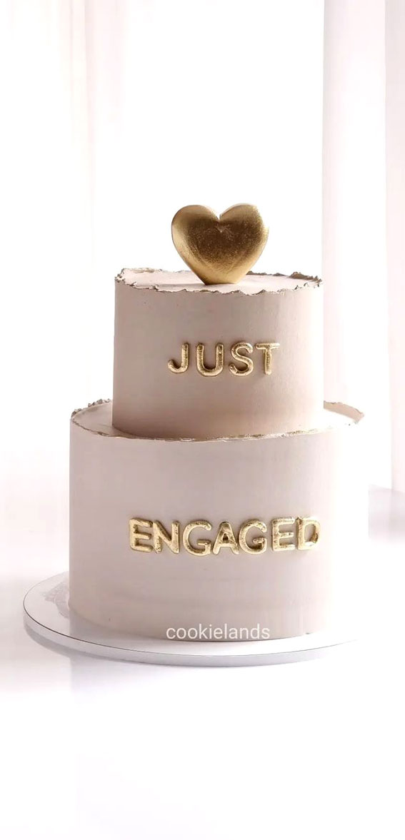 55+ Cute Cake Ideas For Your Next Party : Two-Tiered Engagement Cake