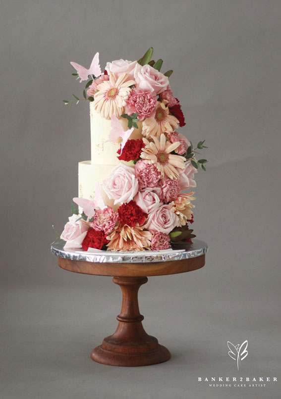 55+ Cute Cake Ideas For Your Next Party : Full Bloom Floral 2 Tier Cake