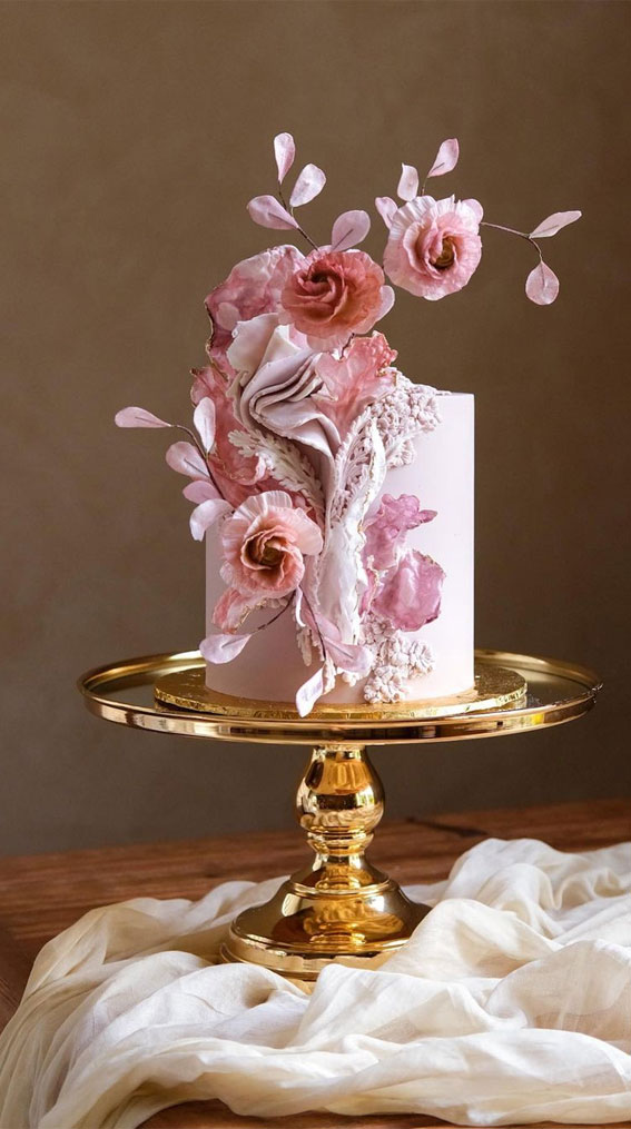 55+ Cute Cake Ideas For Your Next Party : Pink toned abstract floral birthday design