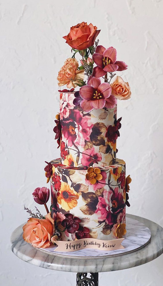 floral print cake, cake ideas, cake designs, cake ideas 2023, cake trends, cake pictures, cake gallery, birthday cake ideas, birthday cake, cute birthday cake, cute cake ideas