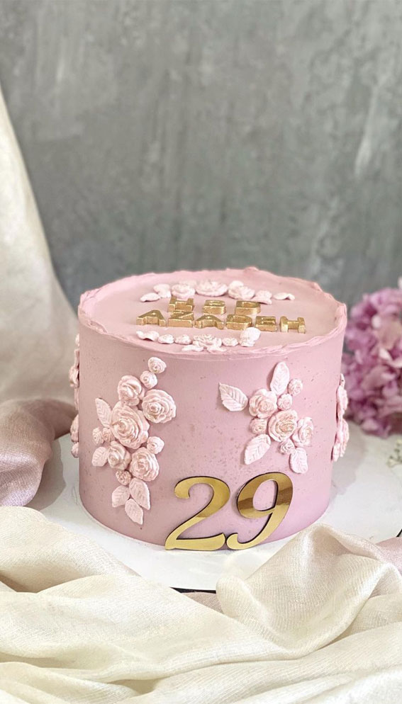 55+ Cute Cake Ideas For Your Next Party : Pink Cake for 29th Birthday