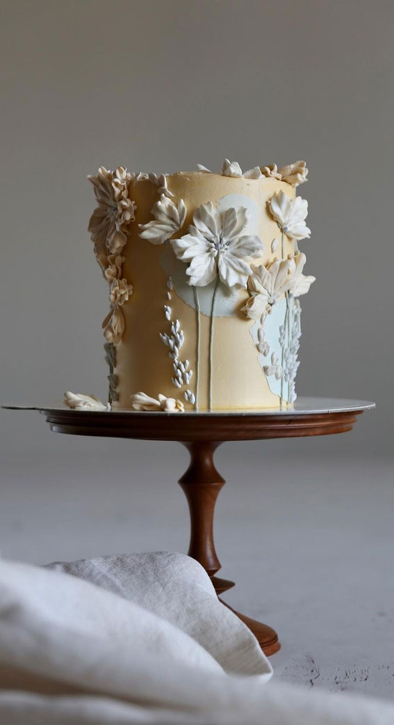 55+ Cute Cake Ideas For Your Next Party : Neutral 3D Floral Cake