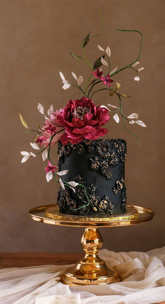 55+ Cute Cake Ideas For Your Next Party : Black + pink toned birthday design
