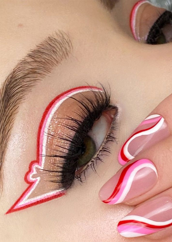20 Valentine’s day Makeup Ideas 2023 : Pink, Red and White Liner