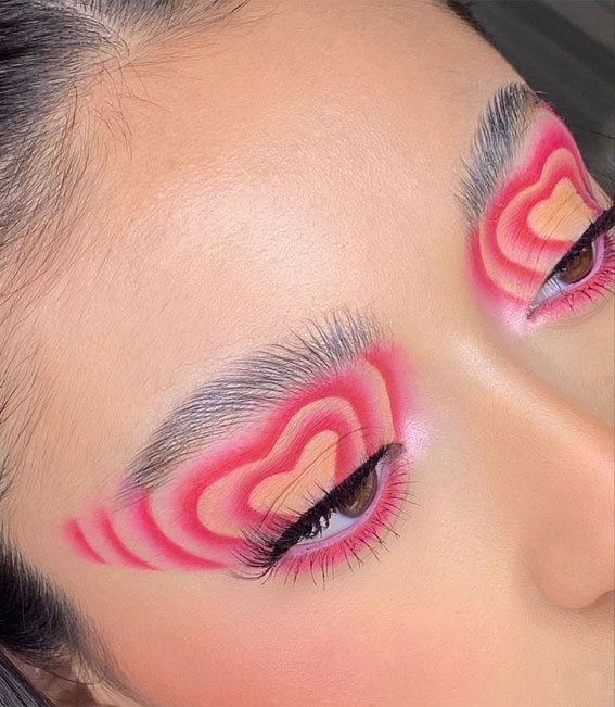 20 Valentine’s day Makeup Ideas 2023 : Pink Layered Heart