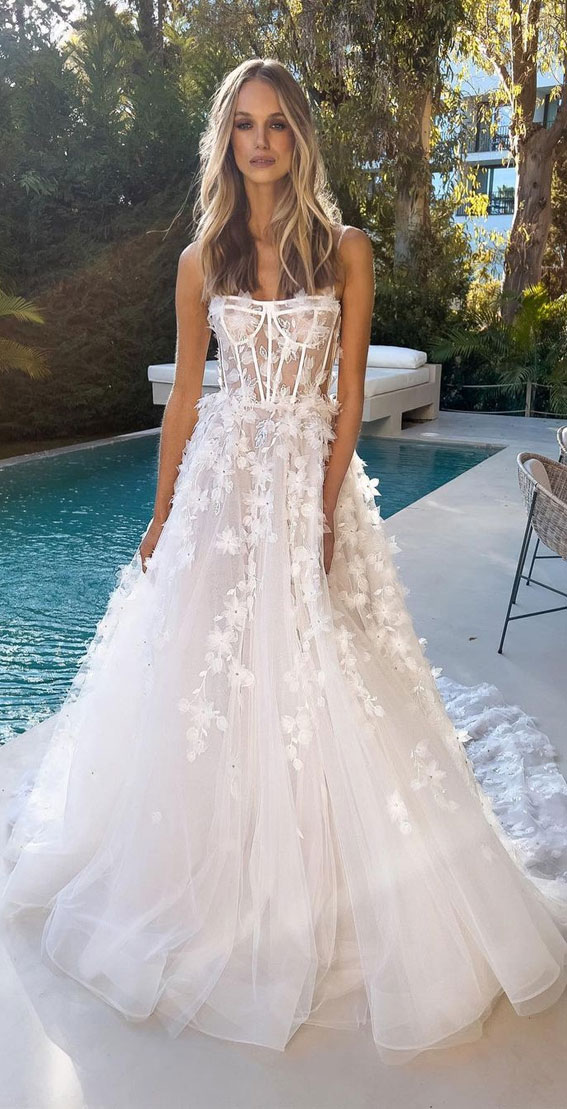 50+ Wedding Dress Trends 2023 : Corset + 3D Floral