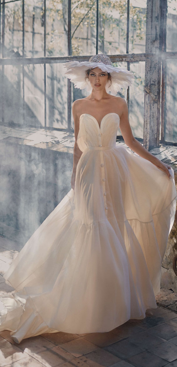 50+ Wedding Dress Trends 2023 : Sweet Heart Neckline Simple Gown