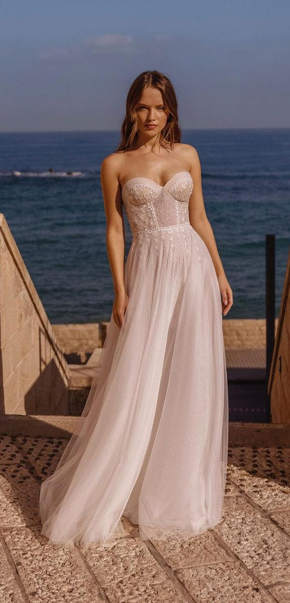 50+ Wedding Dress Trends 2023 : Simple Strapless A-Line Gown