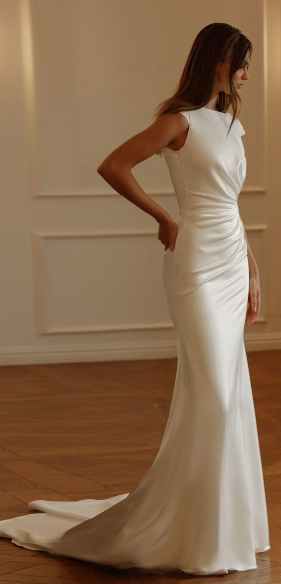 50+ Wedding Dress Trends 2023 : Simple Gown Cap Sleeves
