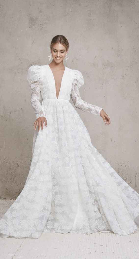 50+ Wedding Dress Trends 2023 : Botanical Inspired Embroidery