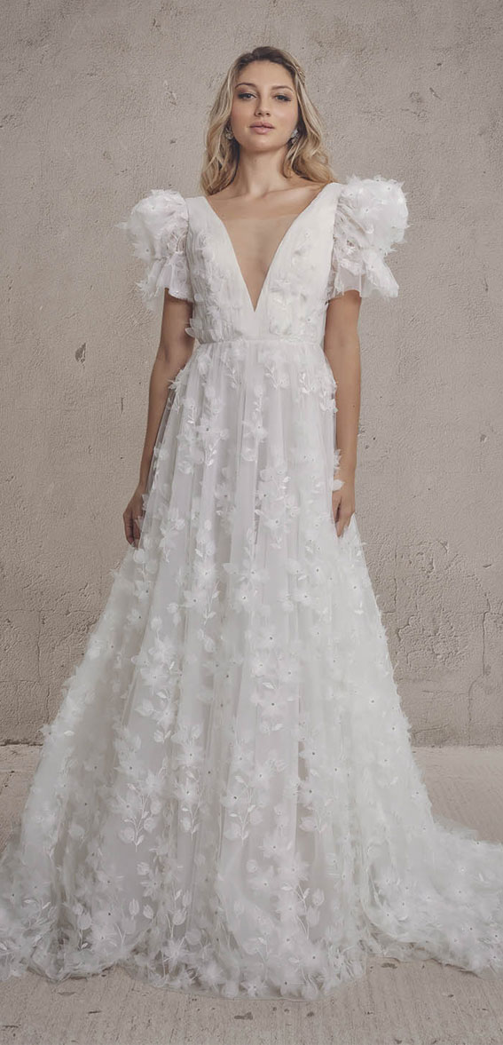LORIE Elegant Mermaid Wedding Dresses With Long Detachable Puff Sleeves  Beach Bride Dress 2022 White Ivory Boho Wedding Gown