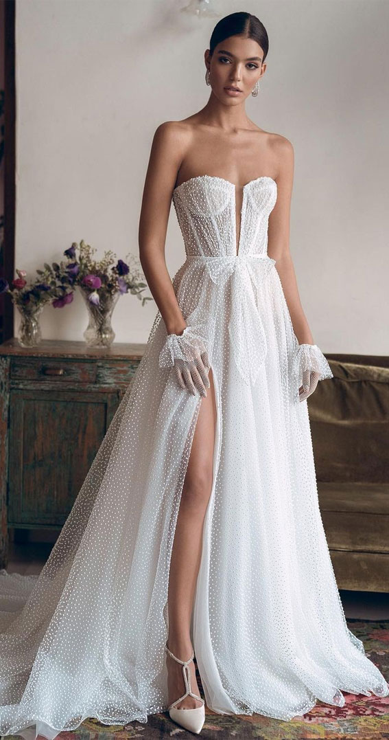 Timeless Wedding Dresses To Lookout : Strapless Pearl All-Over A-Line Dress
