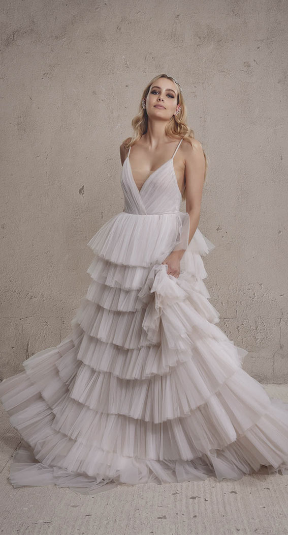 50+ Wedding Dress Trends 2023 : Tulle Tiered Ballgown