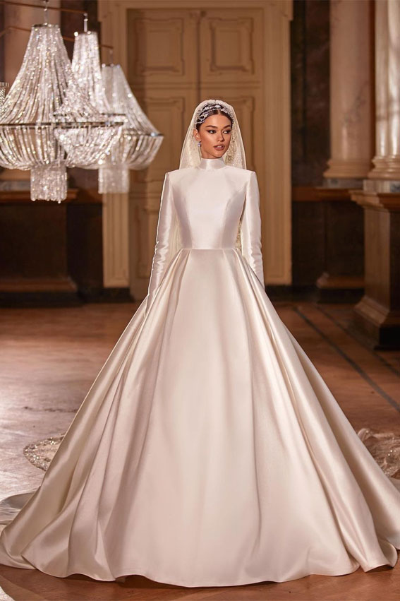 Timeless Wedding Dresses To Lookout  High Neck Elegant Simple Wedding Dress